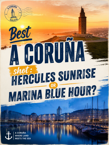 拉科魯尼亞打卡位邊個最靚？Hercules 塔日出定 Marina 嘅 Blue Hour？