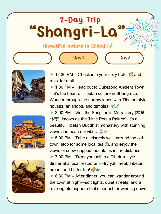 2-Day Trip to Shangri-La!