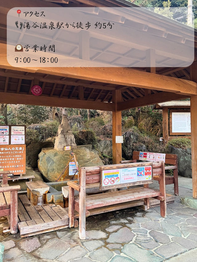 看板猫🐈がいる！？湯谷温泉の無料の足湯♨️