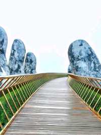 Walking Above the Clouds at Golden Hans Bridge at Ba Na Hills, Vietnam