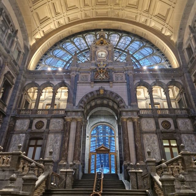 Antwerp station in early morning in May 