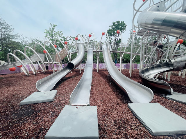 就是我，在38度的高溫裡帶娃去了公園大戶外