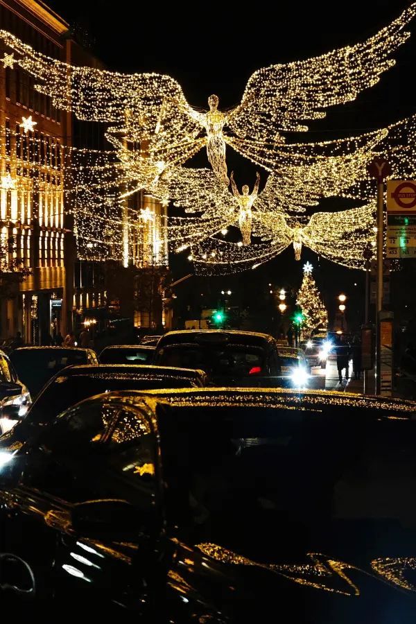 In London's cold winter, the most comforting sight is the angel lights on Regent Street.