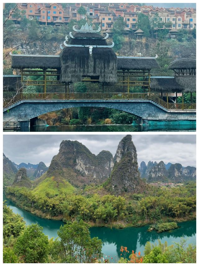 廣西河池秀麗山水果凍般美麗的綠水美極了