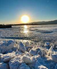太原冰島 | 晉陽湖碎冰落日