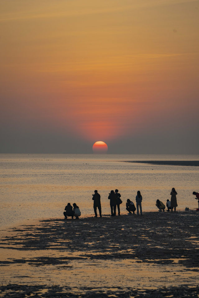 凌晨5點的北海銀灘，承包整片橘子海浪漫