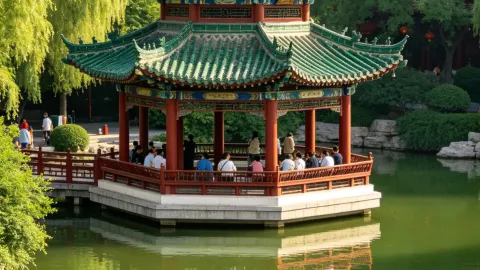 Hidden Lake Pavilion at Millennium City Park | The Royal Water Stage is so elegant — traveler post in Kaifeng