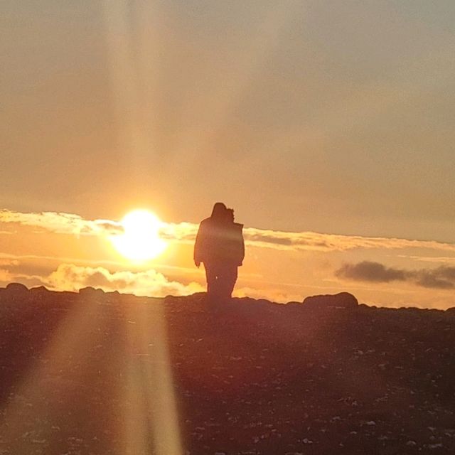 Winter Serenity: Sunset Stroll on Djúpalónssandur Beach