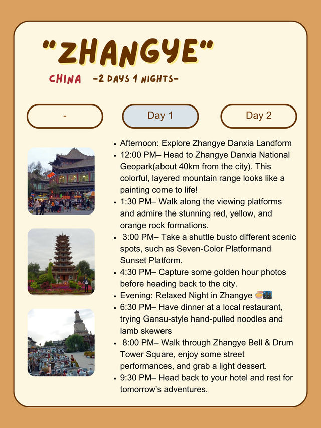 Zhangye itinerary for 2 days trip