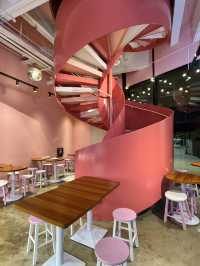 Hot Pink Spiral Stairs and Unique Ice Cream at Sundae Splash