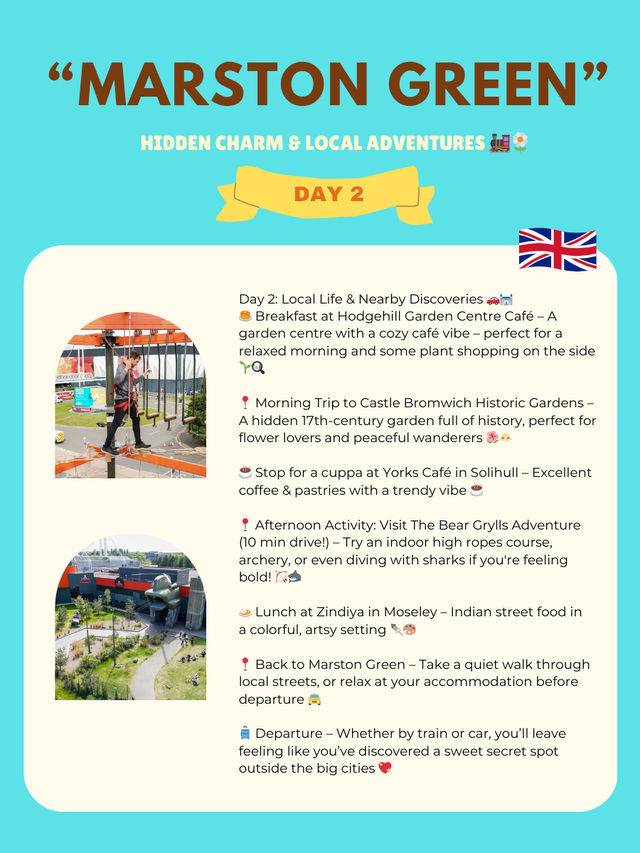 2️⃣ Days itinerary “ Marston Green”