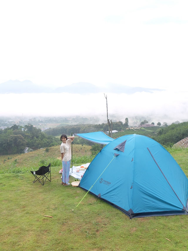ปาย camping ที่จุดชมวิวทะเลหมอกหยุนไหล