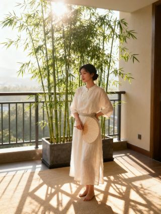 Bamboo Shadows: Capture Serene Zen Portraits at 7 Days Premium Hotel