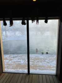 A sauna next to thermal hot pool