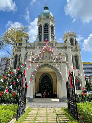 Beautiful white Catholic church in Singapore