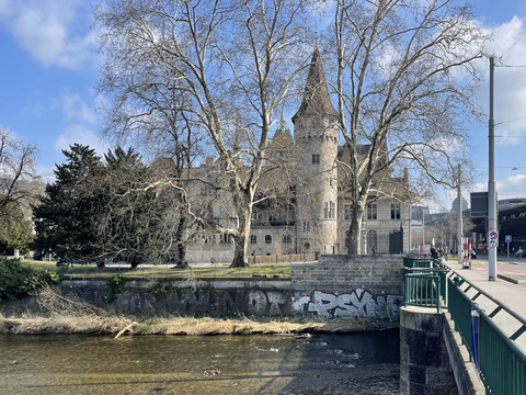 The Swiss National Museum (Landesmuseum Zürich) is located next to
