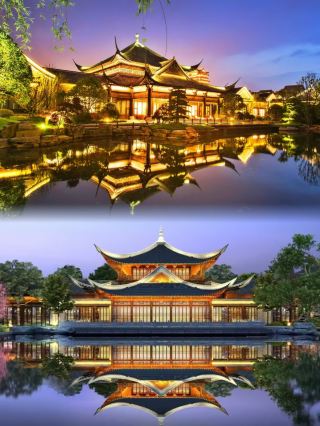 Ancient Architecture Night Charm Photo Spot Porcelain Valley Secret Realm · Pastoral Zen Residence