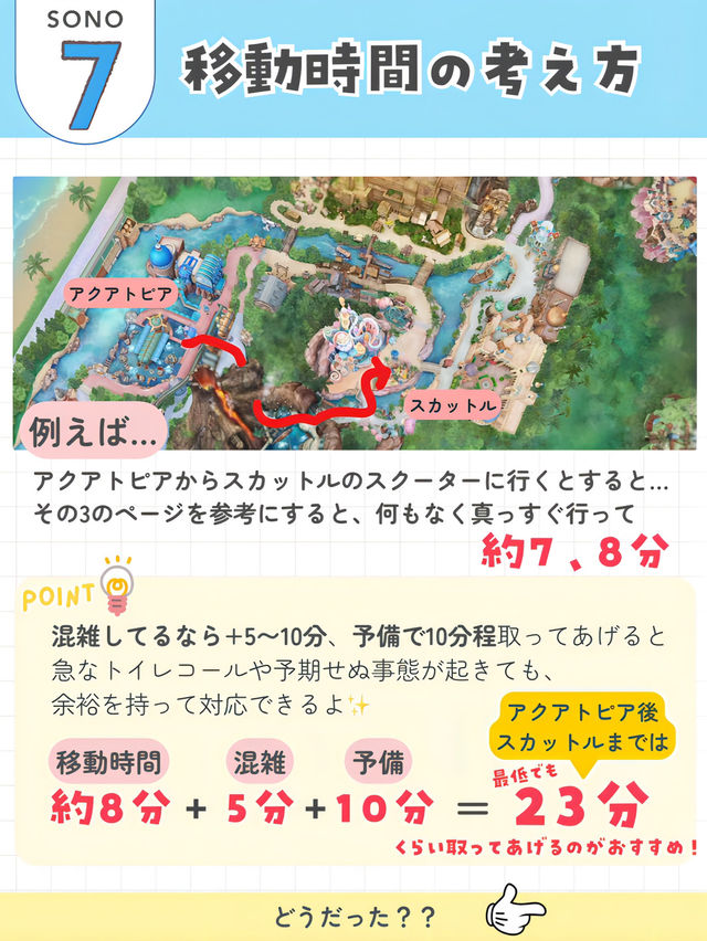 【 遠回りしたくない人！必見👀 子連れ移動何分かかる？シー版🌋 】