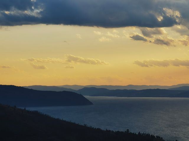日落美景，冬日峽灣