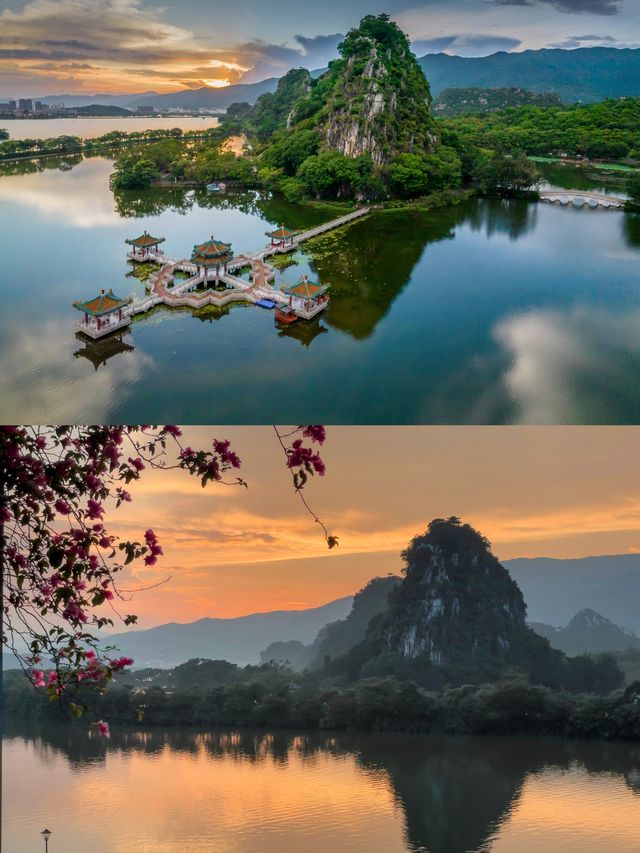探索七星岩，偶遇一間彷如走出水墨畫的民宿。