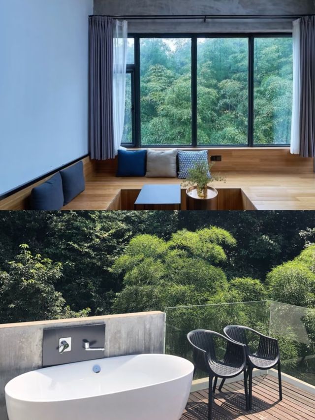 270°落地玻璃房，躺睇竹海