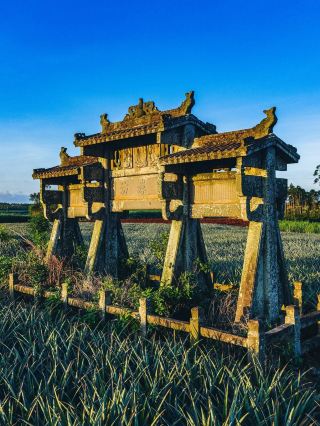 雷州半島のパイナップル畑の奥にある清代の節孝坊
