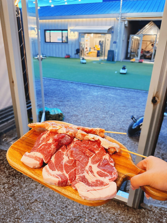 야외 글램핑 즐기며 도심속 캠핑 고기집 밤부바베큐🐮🔥