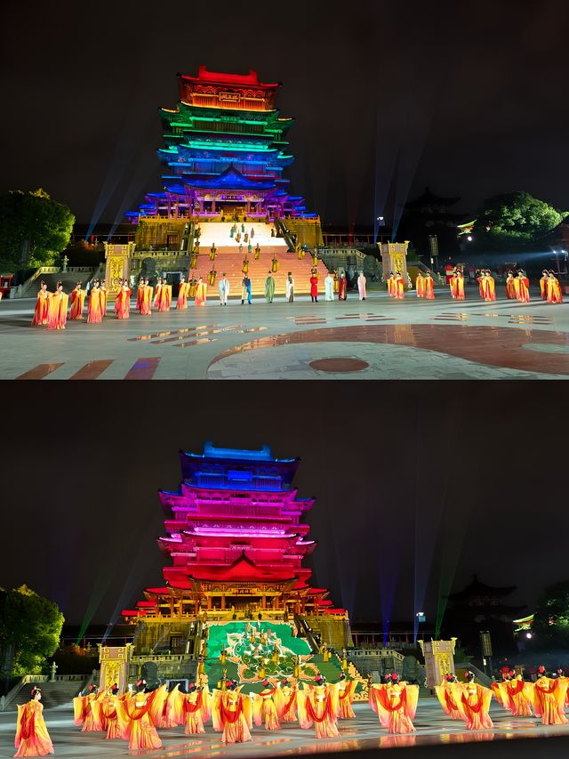 夜晚的滕王閣更魔幻，還有盛大的實景表演看。