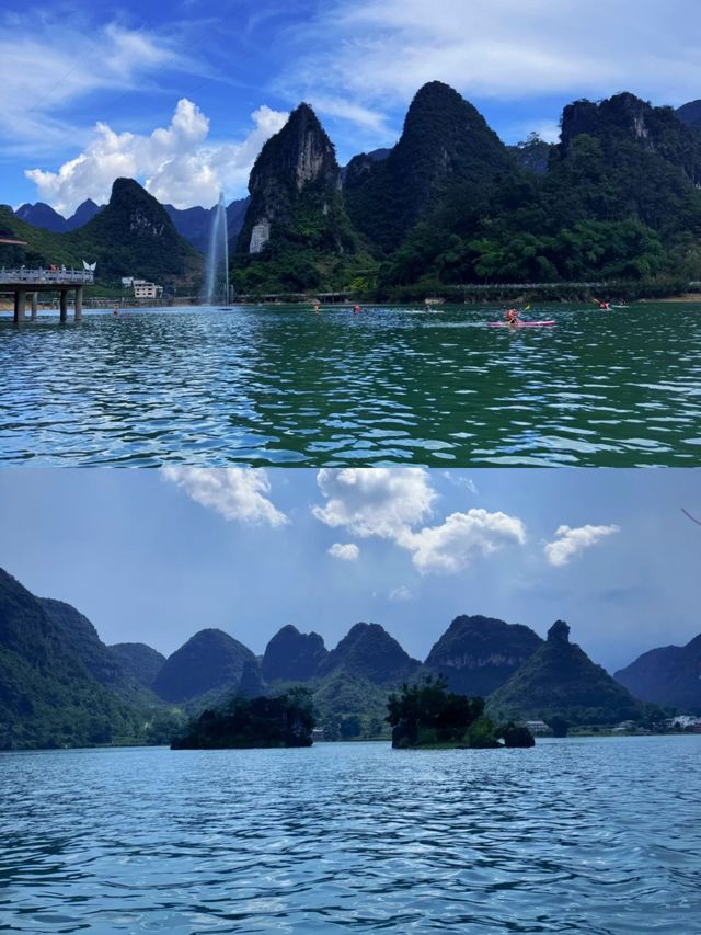 靖西渠洋湖 舟行碧波上 人在畫中遊