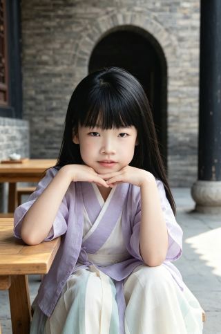平遥に来て、優しい紫を身にまとい、青いレンガの古い家に住み、唯一無二の国風の子供時代を定格する