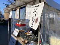 飛騨高山。『宮川朝市』で食べ歩き。『まぼろしの朝市牛乳』