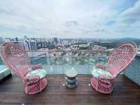 Infinity pool with city view