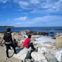 Beautiful coastline beach on road trip