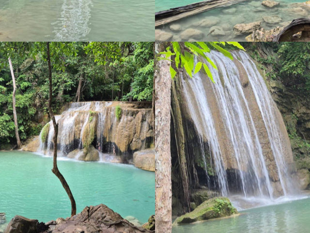 透き通るエメラルドグリーンの水と7段の絶景。まるで楽園のようなひととき。🐘💧 #エラワン滝 #タイ旅行 #自然が好き