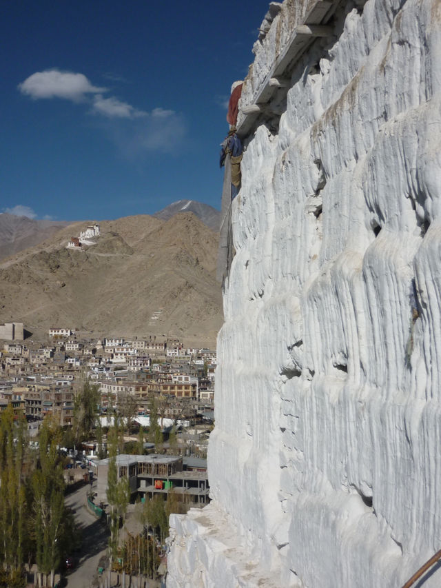 Stupa on Hilltop with Views of Leh Palace