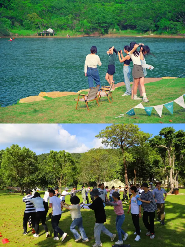 i people become e guide, lawn camping team building high up.