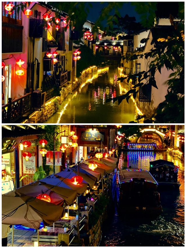 七里三塘坐船漫遊水中，沿途風景美不勝收