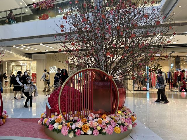 Beautiful Dark Pink and Red decoration for Chinese New Year at IFC Mall Central