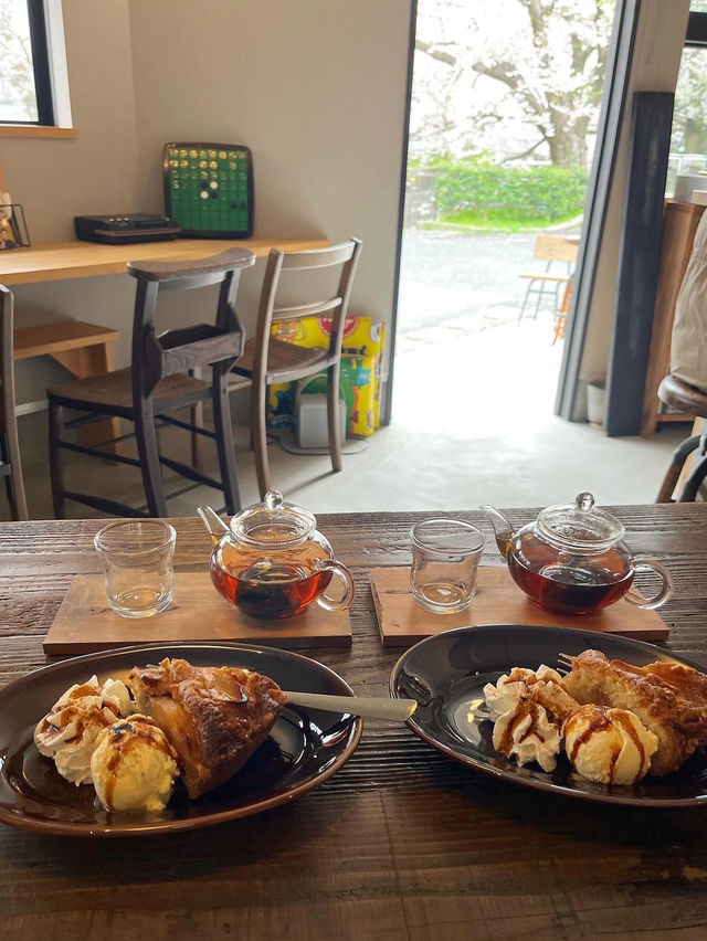 【北九州カフェ】志井川の満開の桜が目の前のカフェ☕️🌸