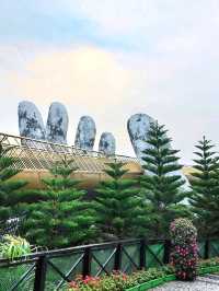 Walking Above the Clouds at Golden Hans Bridge at Ba Na Hills, Vietnam