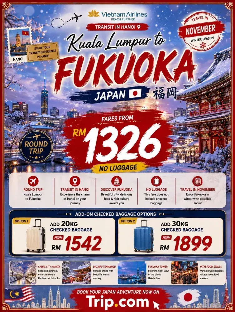 日本・福岡 — RM1,326から