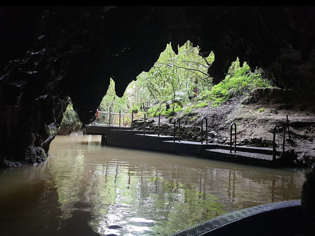 紐西蘭北島坐竹筏看藍光蟲洞