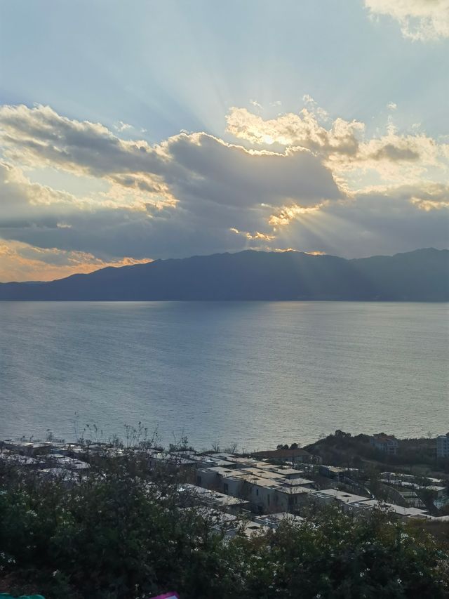 日落美景，冬日峽灣