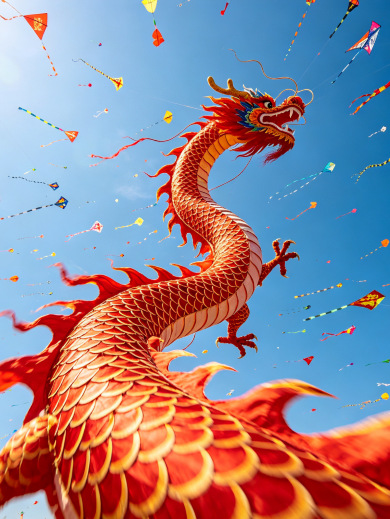 【豪華】中国伝統工芸 濰坊凧 最高級 龍頭ムカデ凧 百節龍 縁起物 魔除け 飾り 濰坊に春がやってきた！世界凧揚げフェスティバルで、全長100メートル