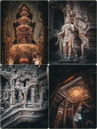 Wood carving art by the sea | Sanctuary of Truth: Step into a hidden realm of Thai architectural craftsmanship