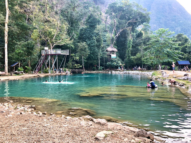A hidden blue lagoon in Laos