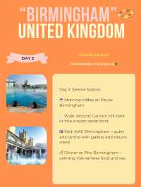 Birmingham 3-days itinerary 👍