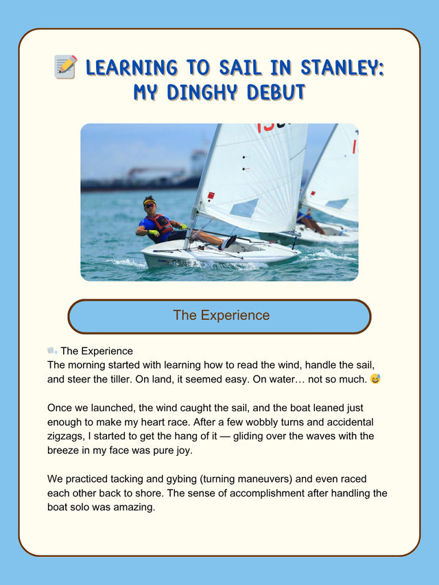 📝 Learning to Sail in Stanley: My Dinghy Debut