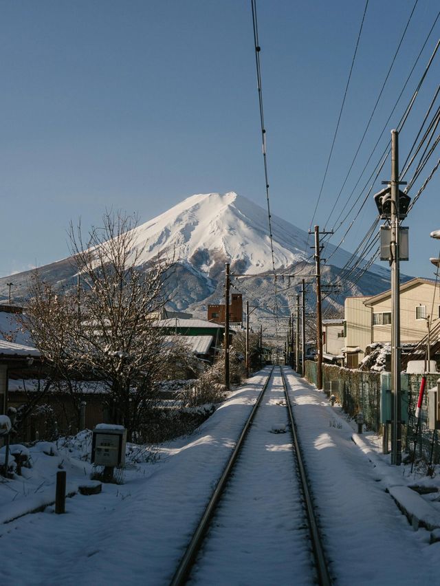 開往富士山的電車富士急行線視角看富士山