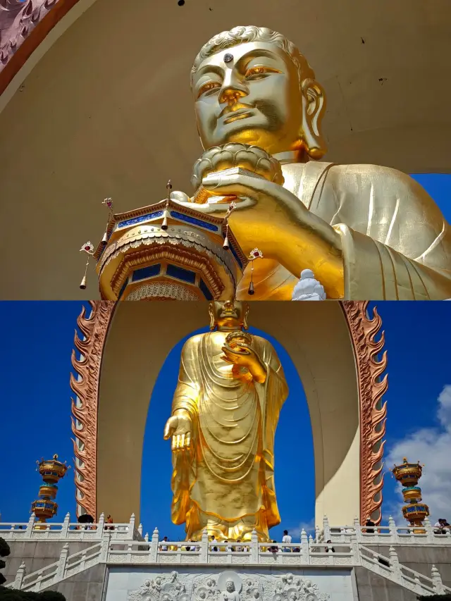 A rare sighting of a rainbow cloud framing the Donglin Great Buddha